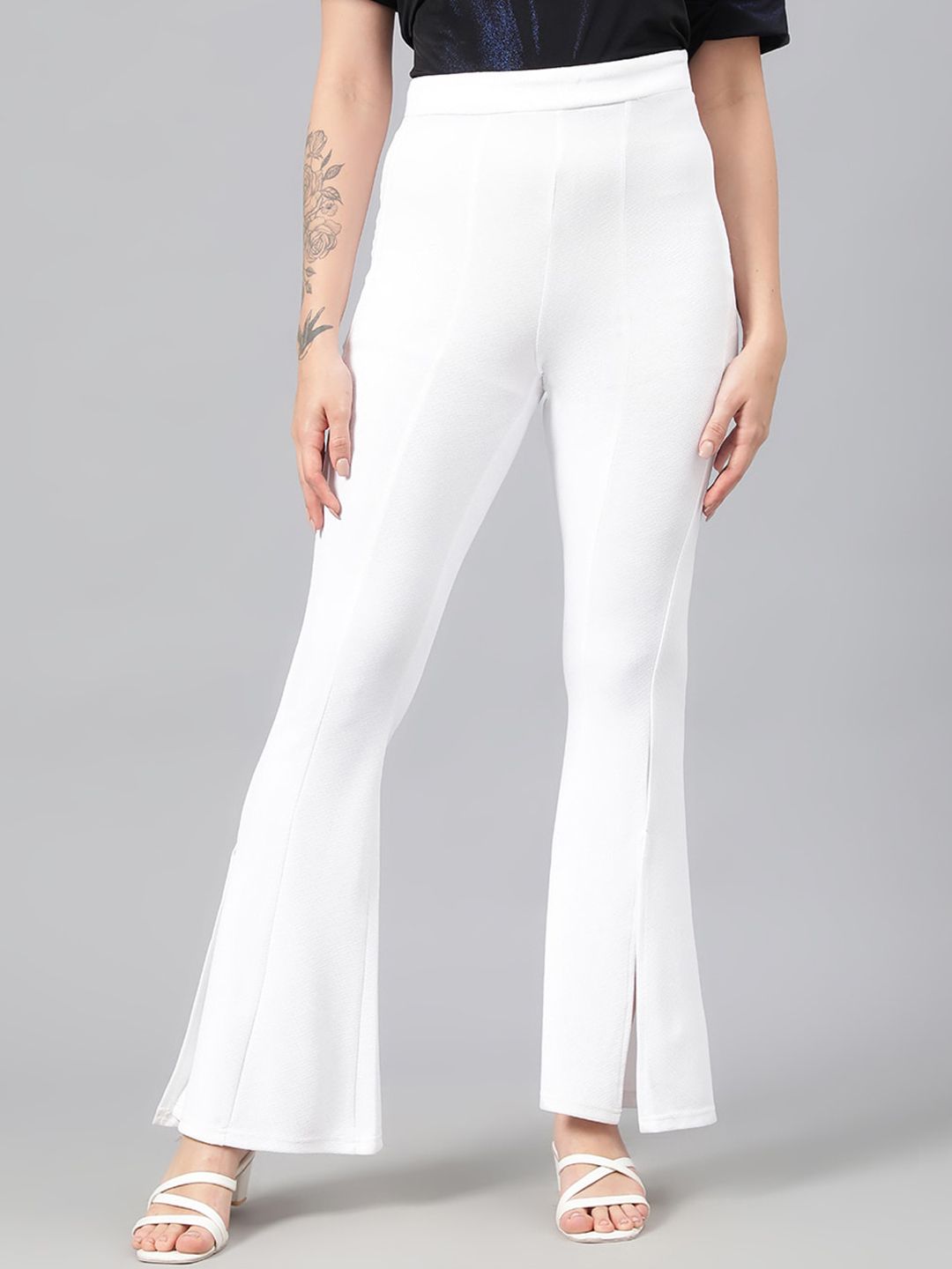 Kotty Women Relaxed High-Rise Easy Wash Flared Bootcut Trousers