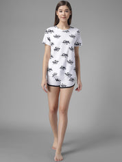 Kotty Women Abstract Printed Regular Fit Hot Pants Low-Rise Shorts