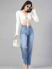 Kotty Women Jean Straight Fit High-Rise Light Fade Stretchable Jeans