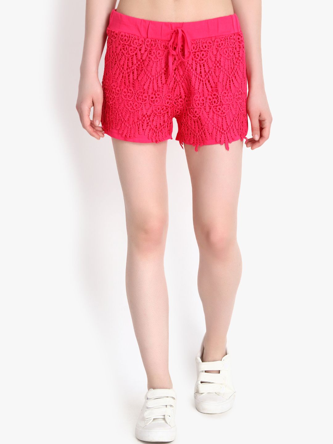 Kotty Women Pink Self Design Regular Fit Hot Pants