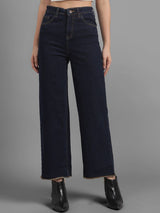 Kotty Women Navy Blue Flared High-Rise Clean Look Jeans