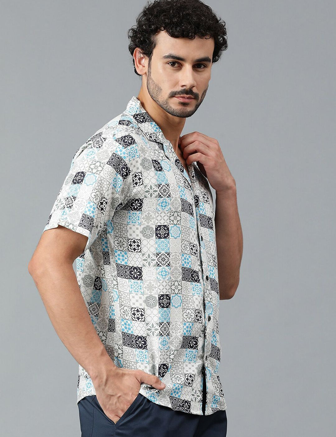 Kotty Men Cuban Collar Ethnic Motifs Printed Casual Shirt