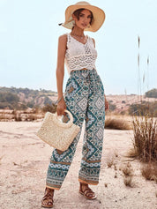 Kotty Women Multicoloured Ethnic Motifs Printed Relaxed High-Rise Easy Wash Trousers