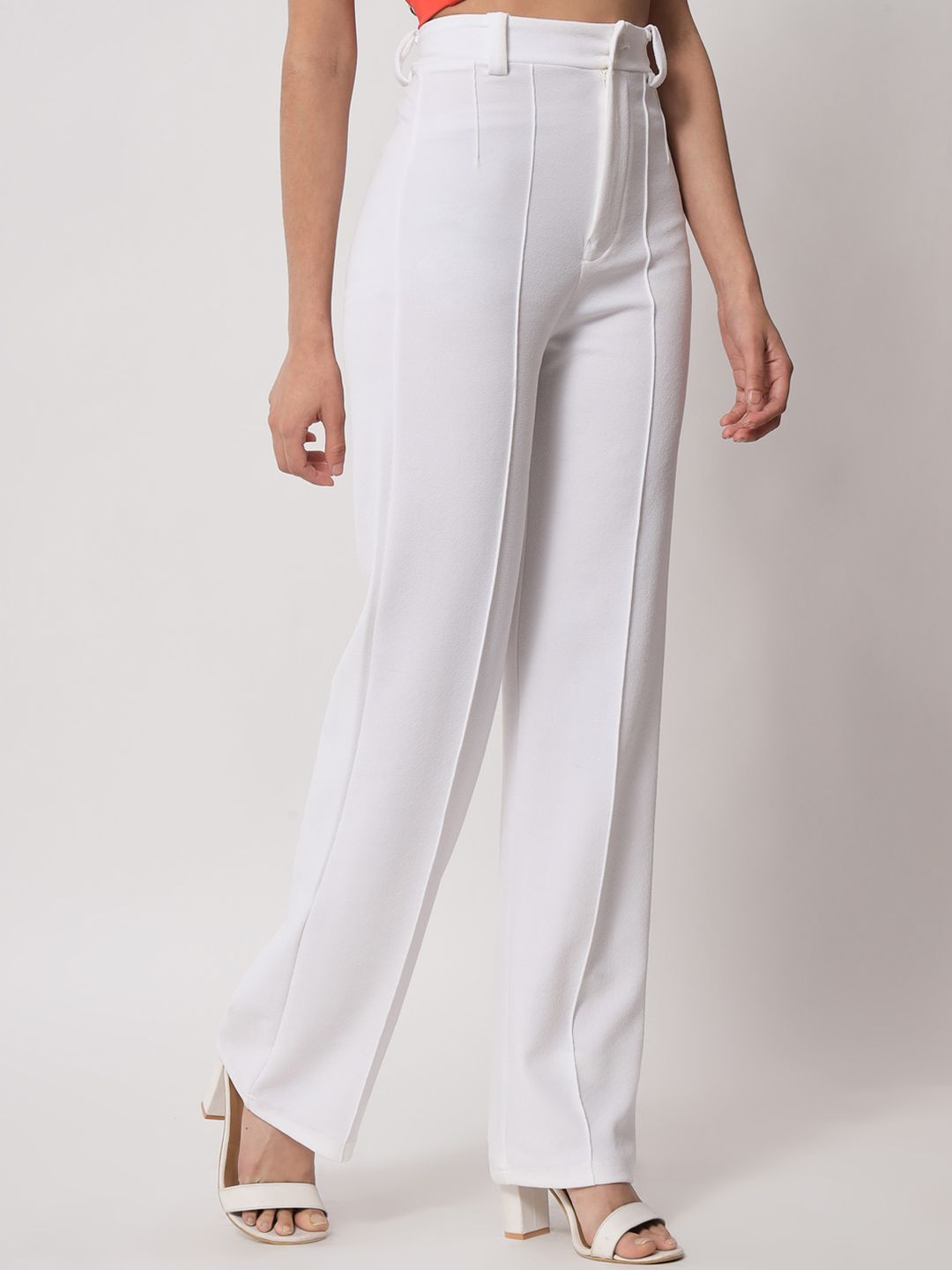 Kotty Women Pack Of 2 Relaxed Straight Leg Fit High-Rise Easy Wash Trousers