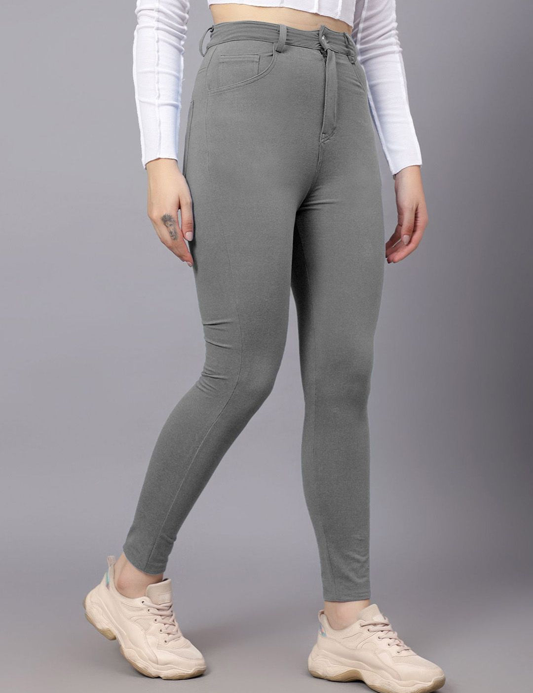 KOTTY Basics Women Skinny Fit High-Rise Mildly Distressed Stretchable Jeans