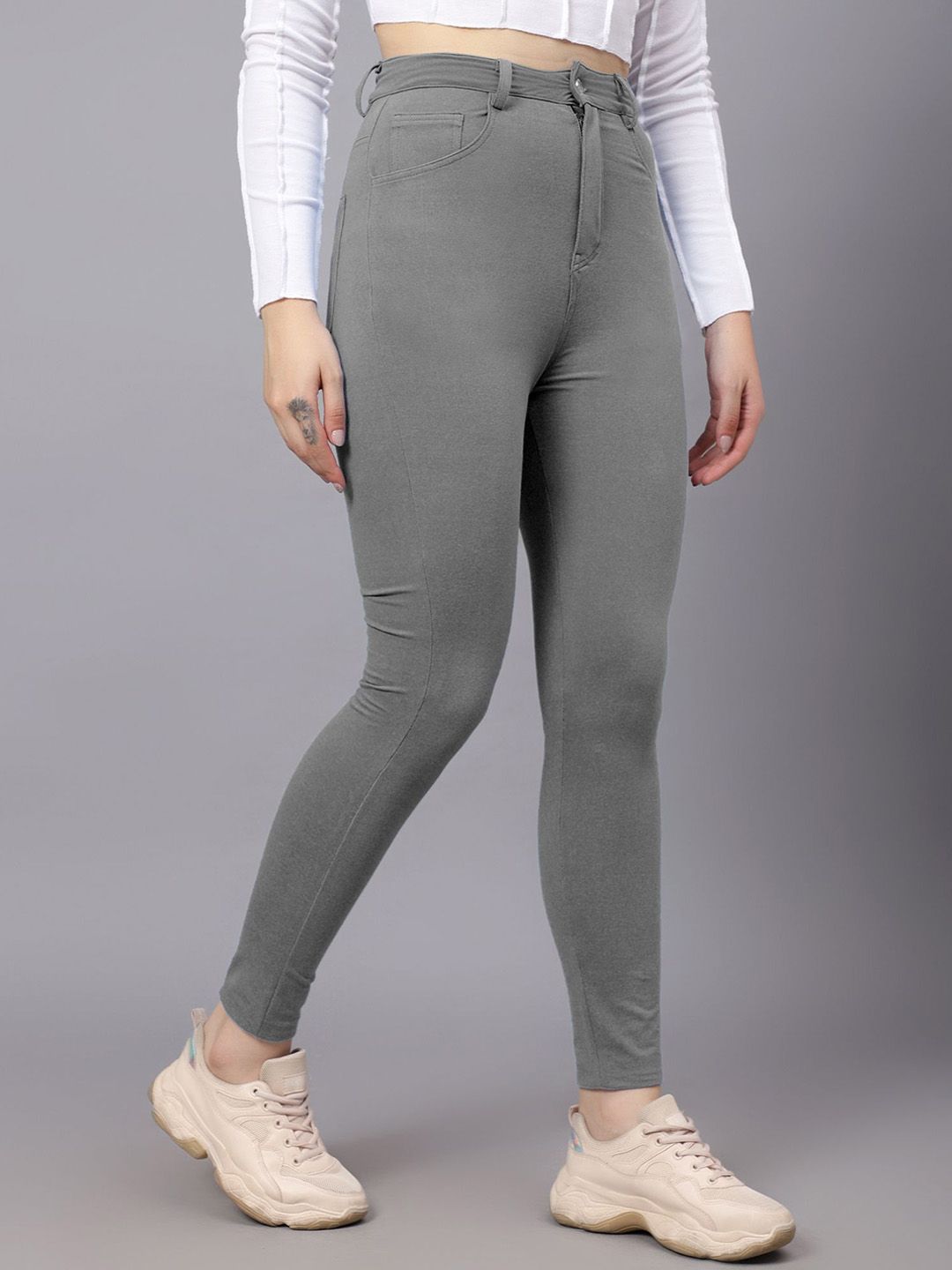 KOTTY Basics Women Skinny Fit High-Rise Mildly Distressed Stretchable Jeans