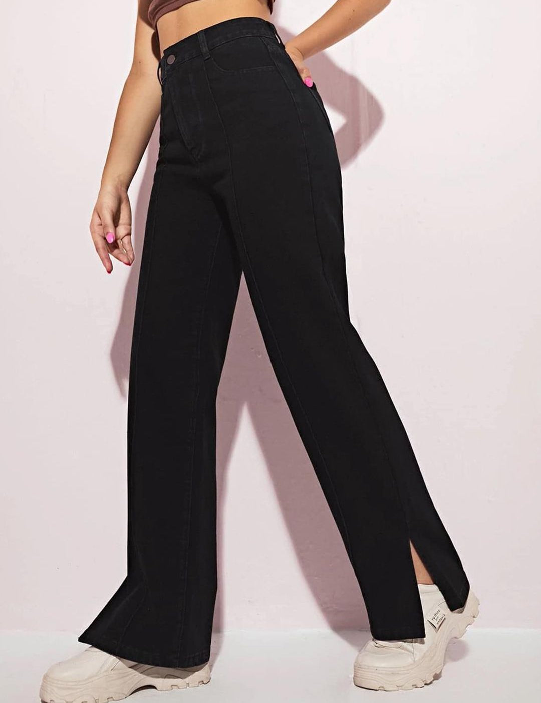 Kotty Women Jean Straight Fit High-Rise Stretchable Slit Jeans