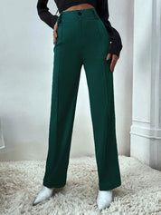 KOTTY BIZwear Women Relaxed Straight Fit High-Rise Easy Wash Trousers