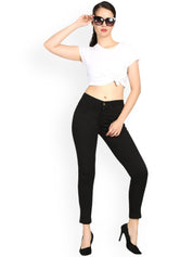Kotty Women Black Skinny Fit High-Rise Clean Look Jeans