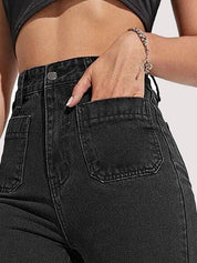 Kotty Women Black Jean Straight Fit High Rise Stretchable Jeans