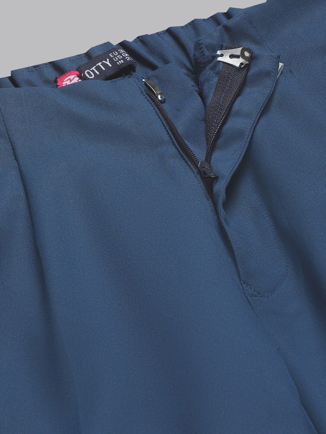 Kotty Women Teal Blue Relaxed Straight Leg Fit High-Rise Easy Wash Trousers