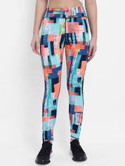 Kotty Women Blue & Orange Printed Tights
