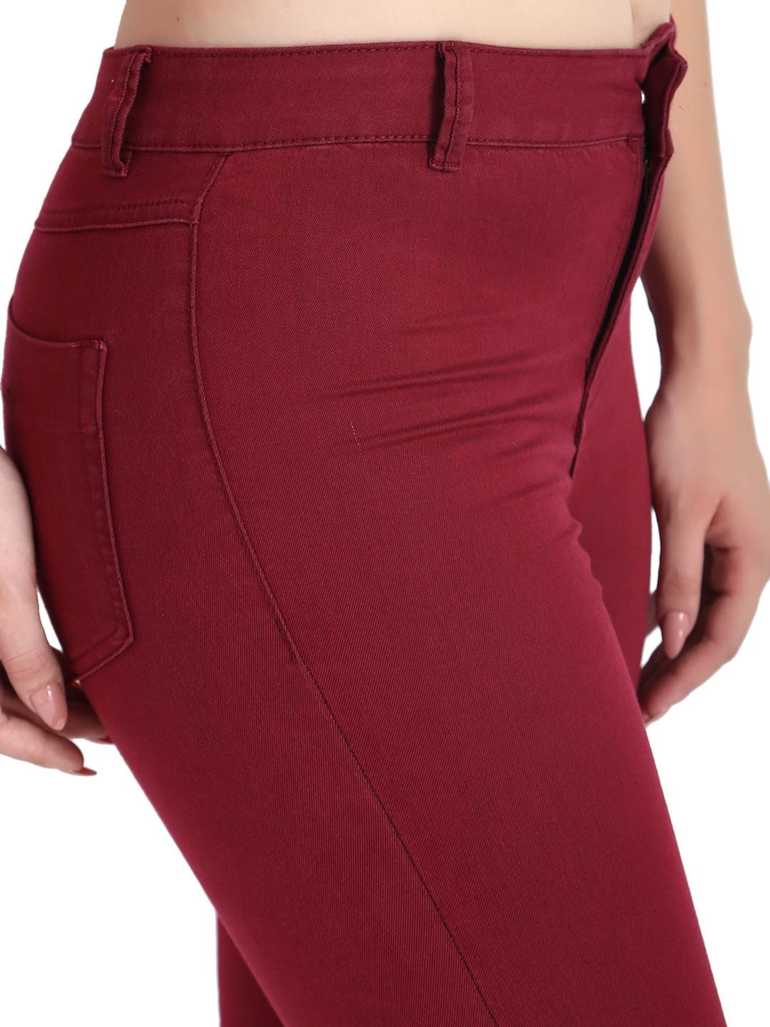 Kotty Women Maroon Skinny Fit High-Rise Clean Look Stretchable  Jeans