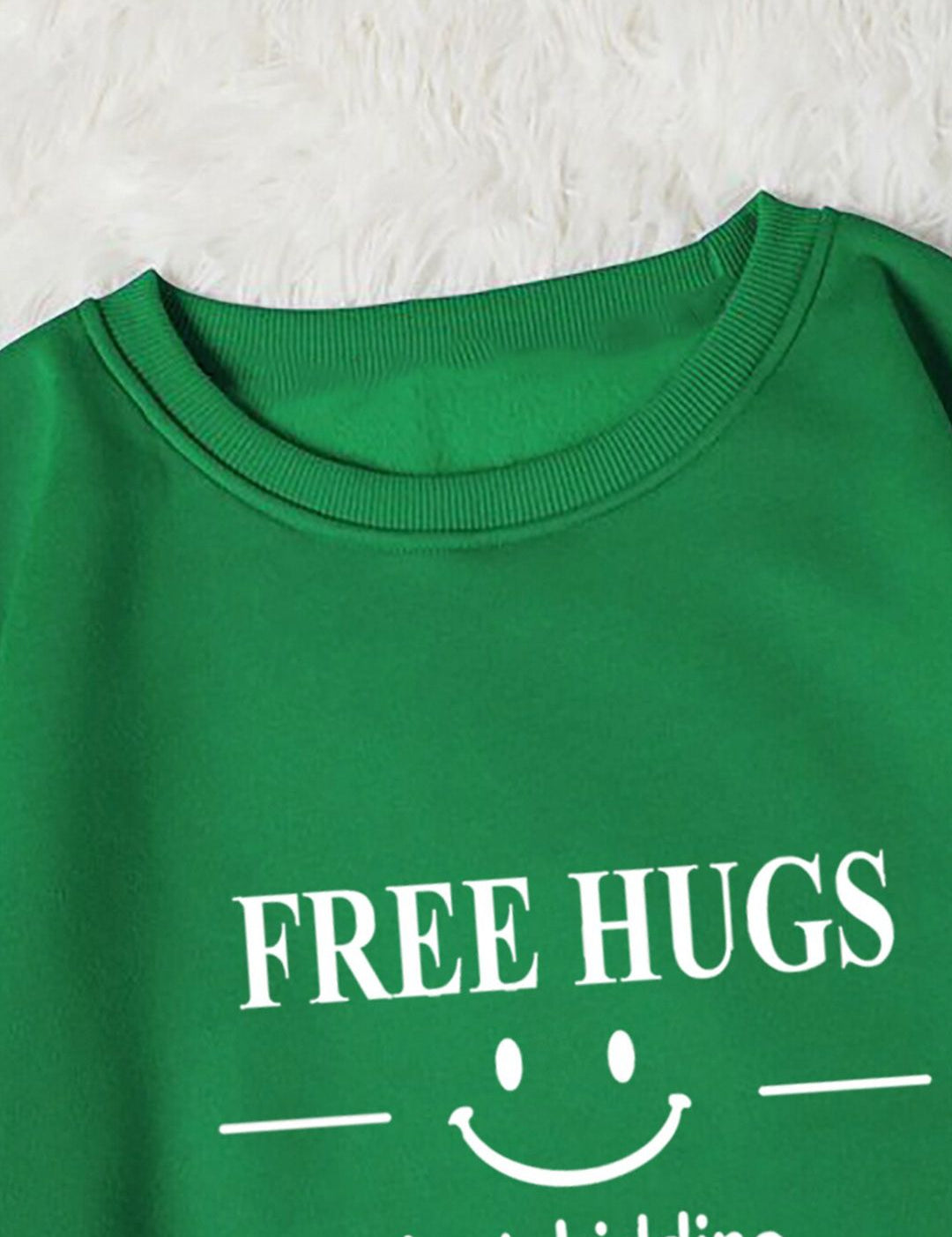 Kotty Green Typography Printed Fleece Pullover