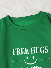 Kotty Green Typography Printed Fleece Pullover