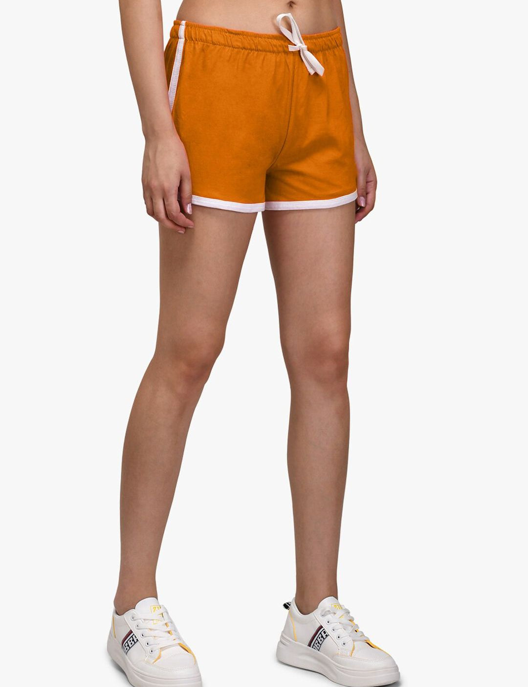 Kotty Women Mustard Yellow Solid Regular Fit Hot Pants