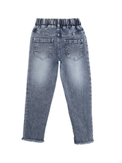 Kotty Girls Blue Jean Regular Fit Heavy Fade Cotton Jeans