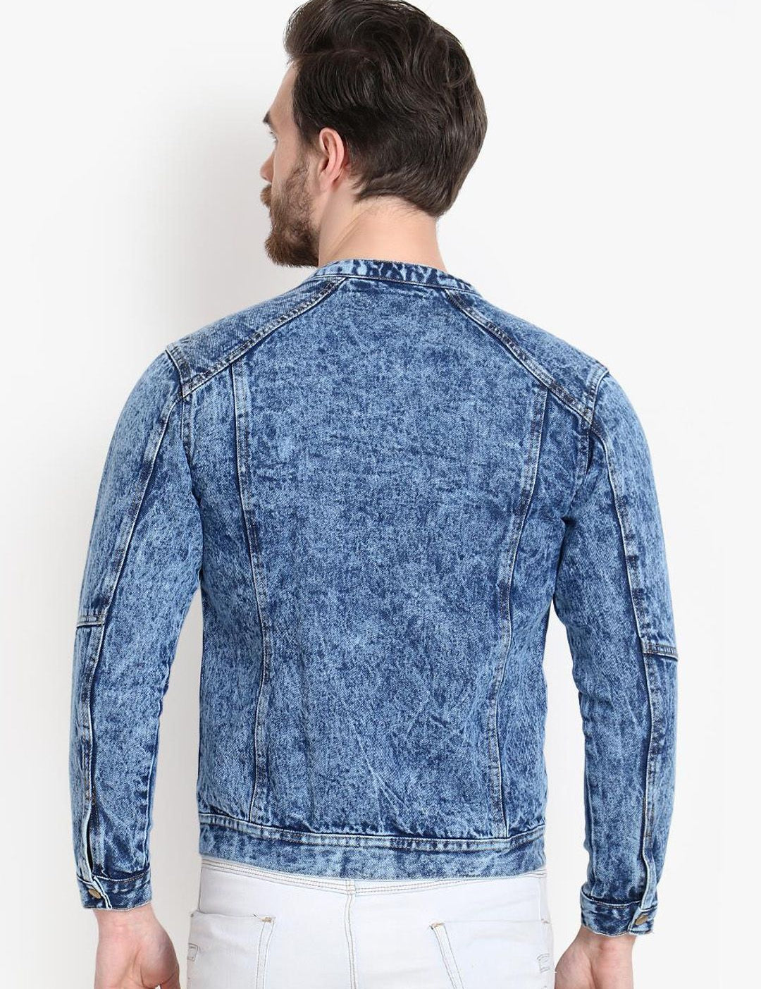 Kotty Men Blue Solid Denim Jacket