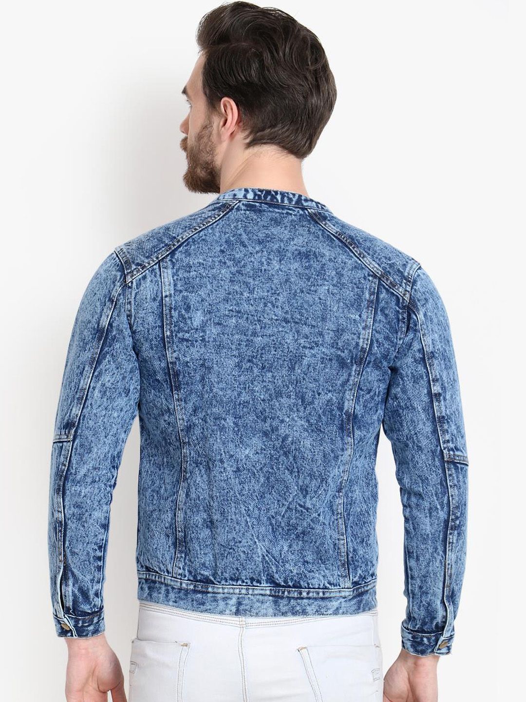 Kotty Men Blue Solid Denim Jacket