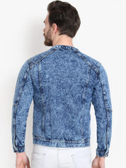 Kotty Men Blue Solid Denim Jacket