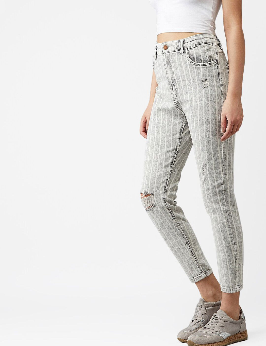 Kotty Women Black & White Skinny Fit Jeans