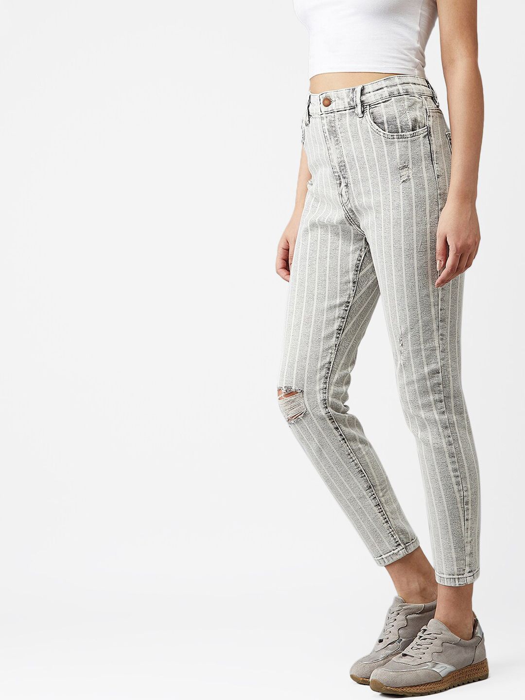 Kotty Women Black & White Skinny Fit Jeans