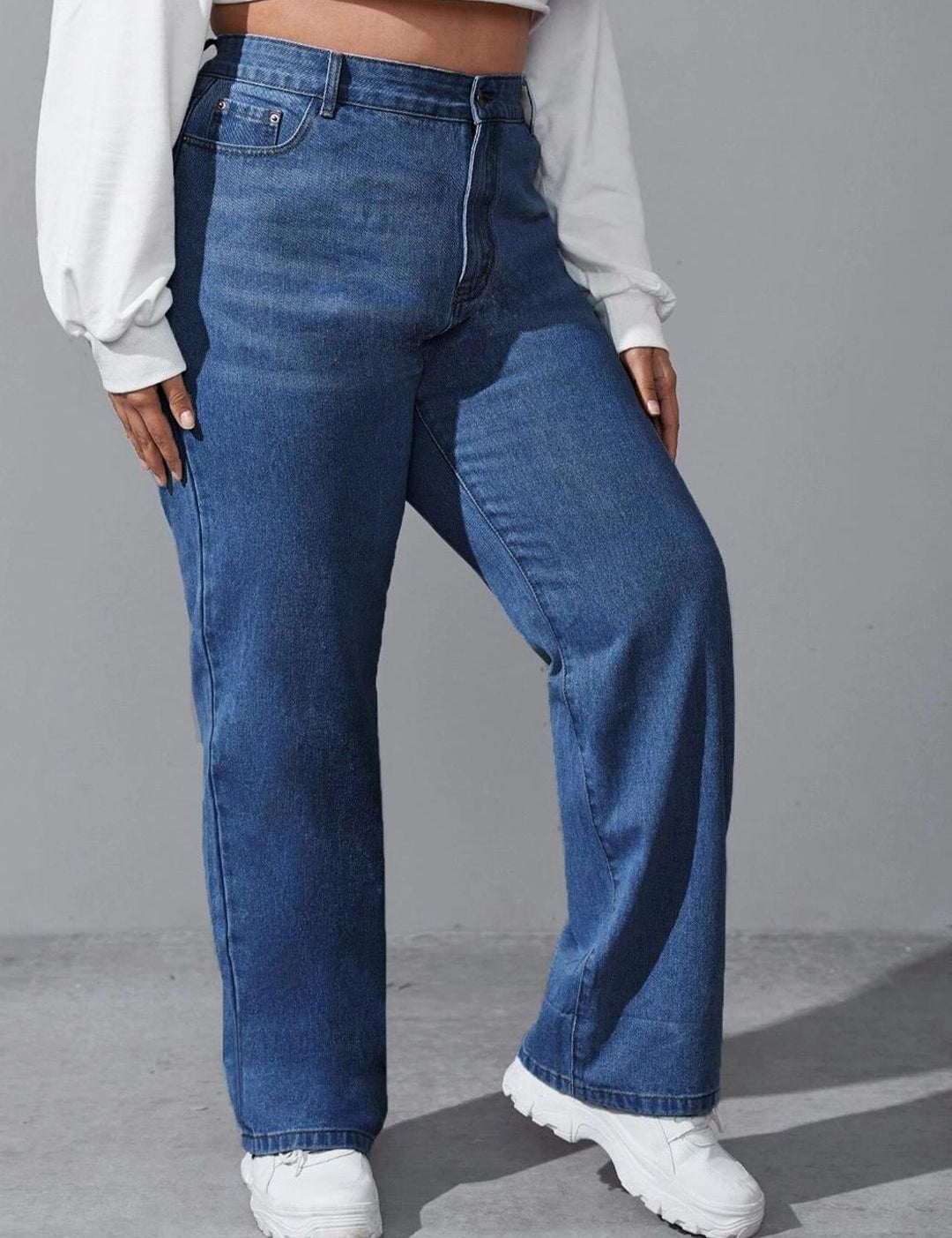 Kotty Women Blue Jean Straight Fit High-Rise Clean Look Stretchable Jeans