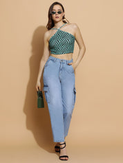 Kotty Women Abstract Printed Shoulder Straps Top