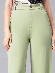 Kotty Women Colourblocked High-Rise Pleated Regular Trousers