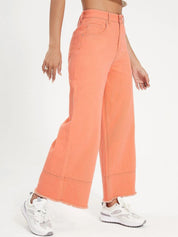 Kotty Women Orange Jean Flared High-Rise Stretchable Jeans