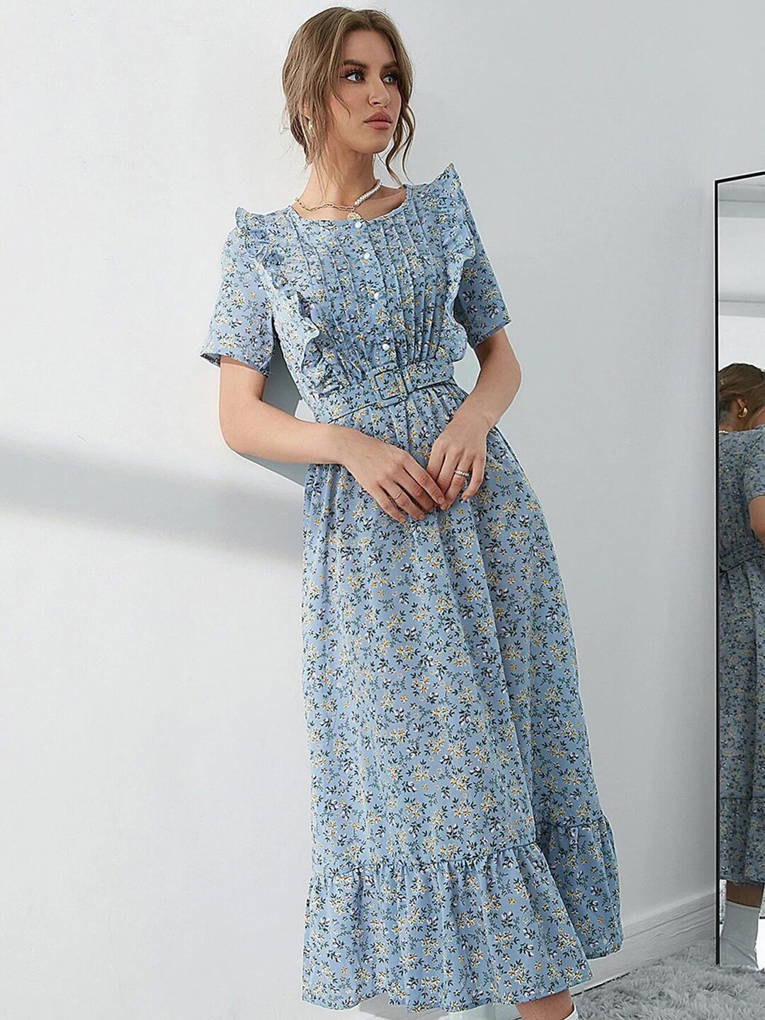 Kotty Floral Printed Midi Fit & Flare Dress