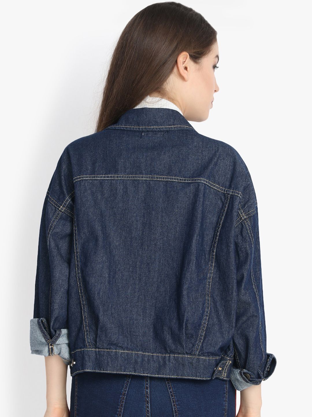 Kotty Women Blue Solid Denim Jacket