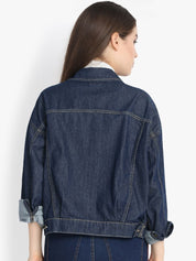 Kotty Women Blue Solid Denim Jacket