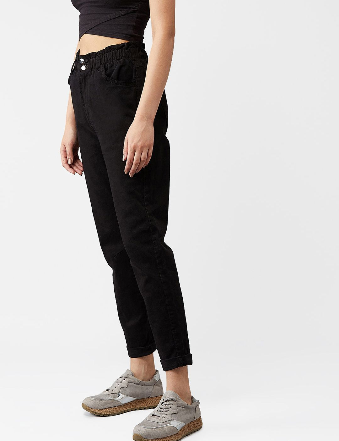 Kotty Women Black Boyfriend Fit Jeans