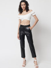 Kotty Women Black Relaxed Straight Fit Trousers