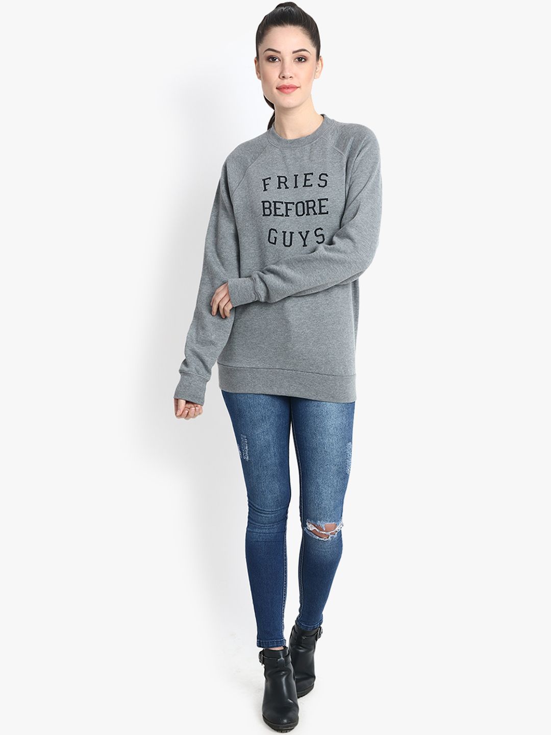 Kotty Women Grey Printed Sweatshirt