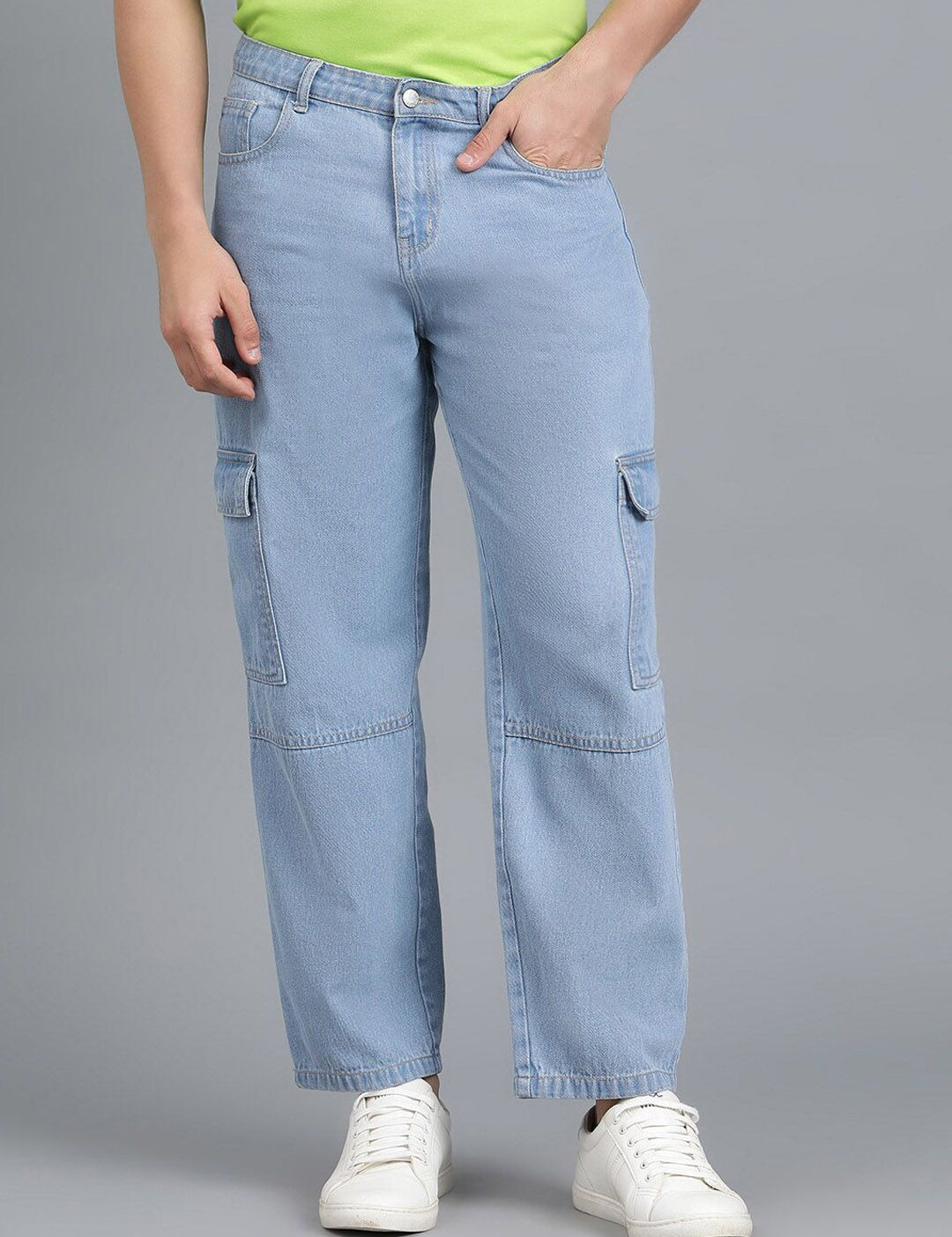 Kotty Men Jean Low-Rise Clean Look Stretchable Cargo Jeans