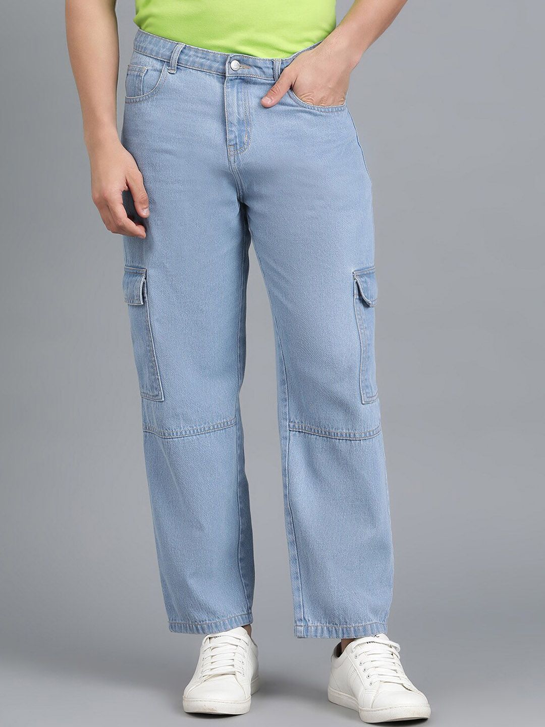 Kotty Men Jean Low-Rise Clean Look Stretchable Cargo Jeans