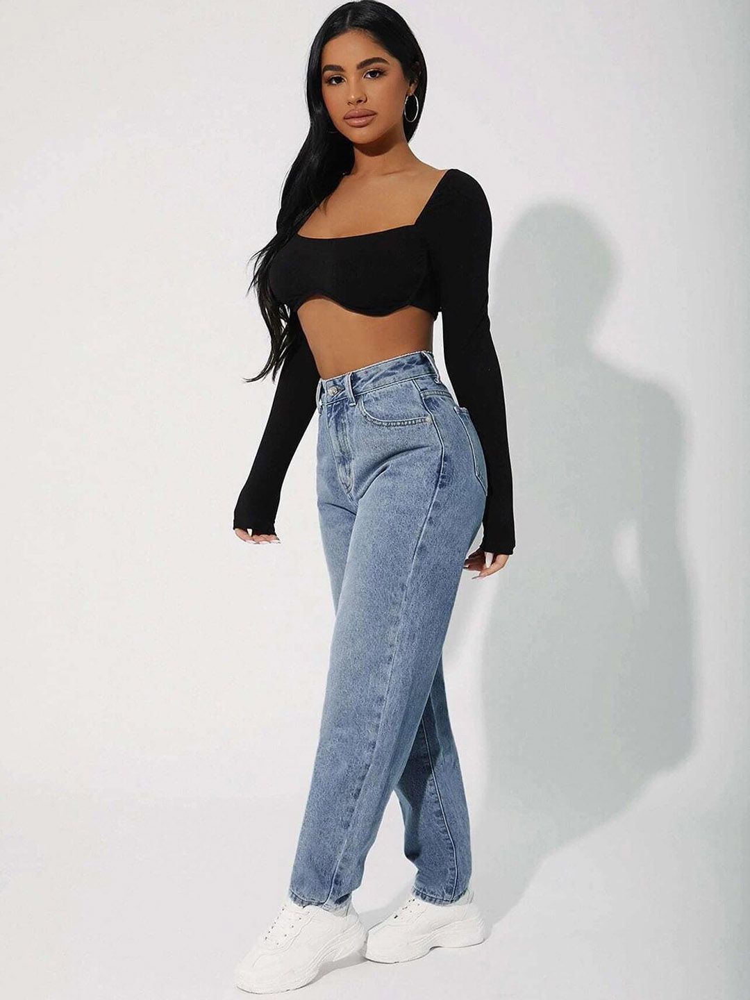 Kotty Women Jean Straight Fit Light Fade High-Rise Stretchable Jeans