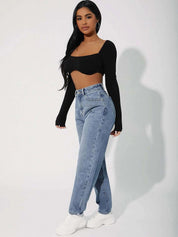 Kotty Women Jean Straight Fit Light Fade High-Rise Stretchable Jeans