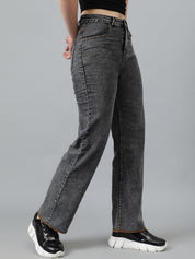 Kotty Women Jean Straight Fit Clean Look Light Fade Crinkle Stretchable Jeans
