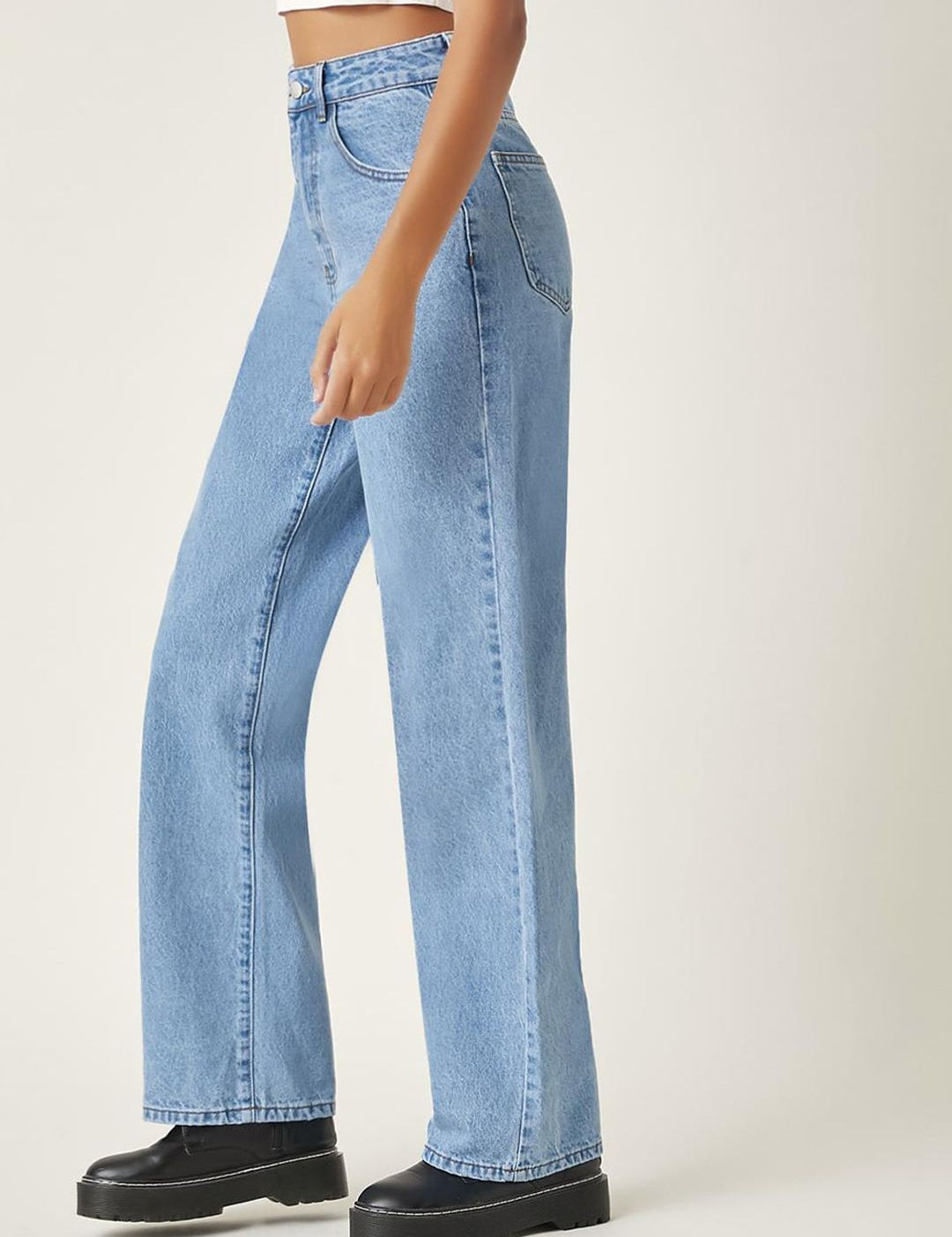 KOTTY Basics Women Jean Straight Fit High-Rise Clean Look Heavy Fade Stretchable Cotton Jeans