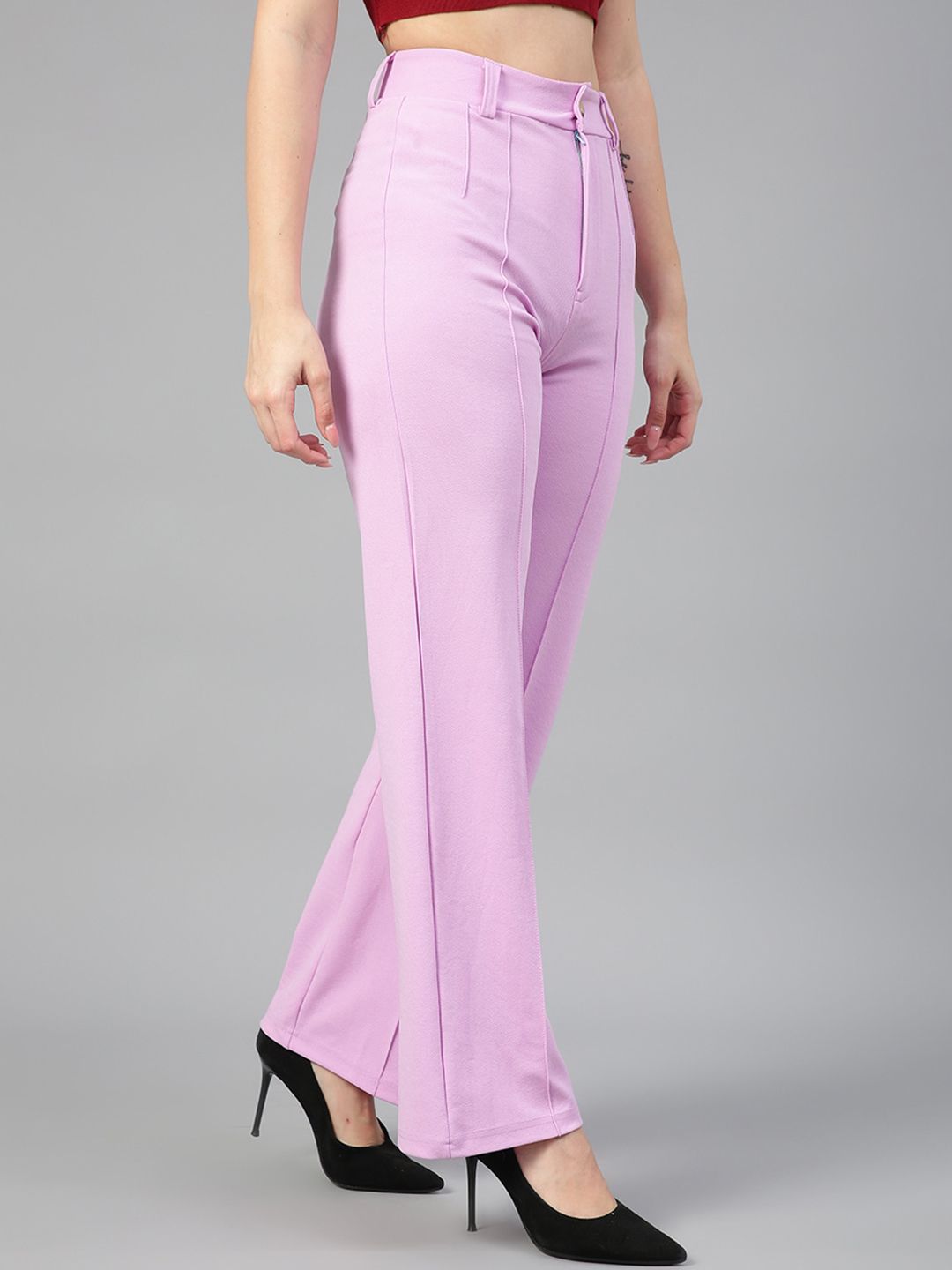 Kotty Women Pack Of 2 Straight Fit High-Rise Easy Wash Parallel Trousers