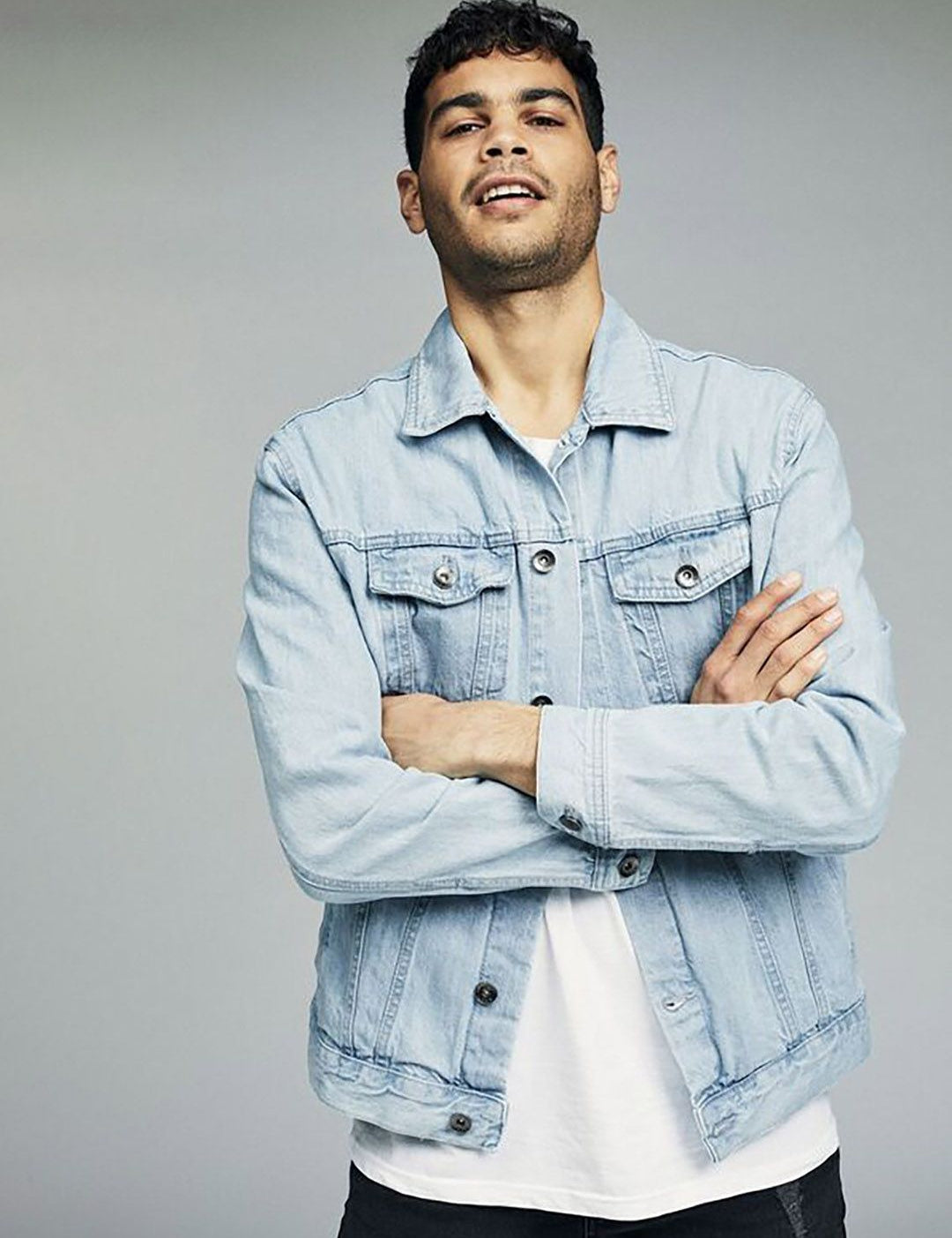 Kotty Denim Open Front Jacket With Embroidered