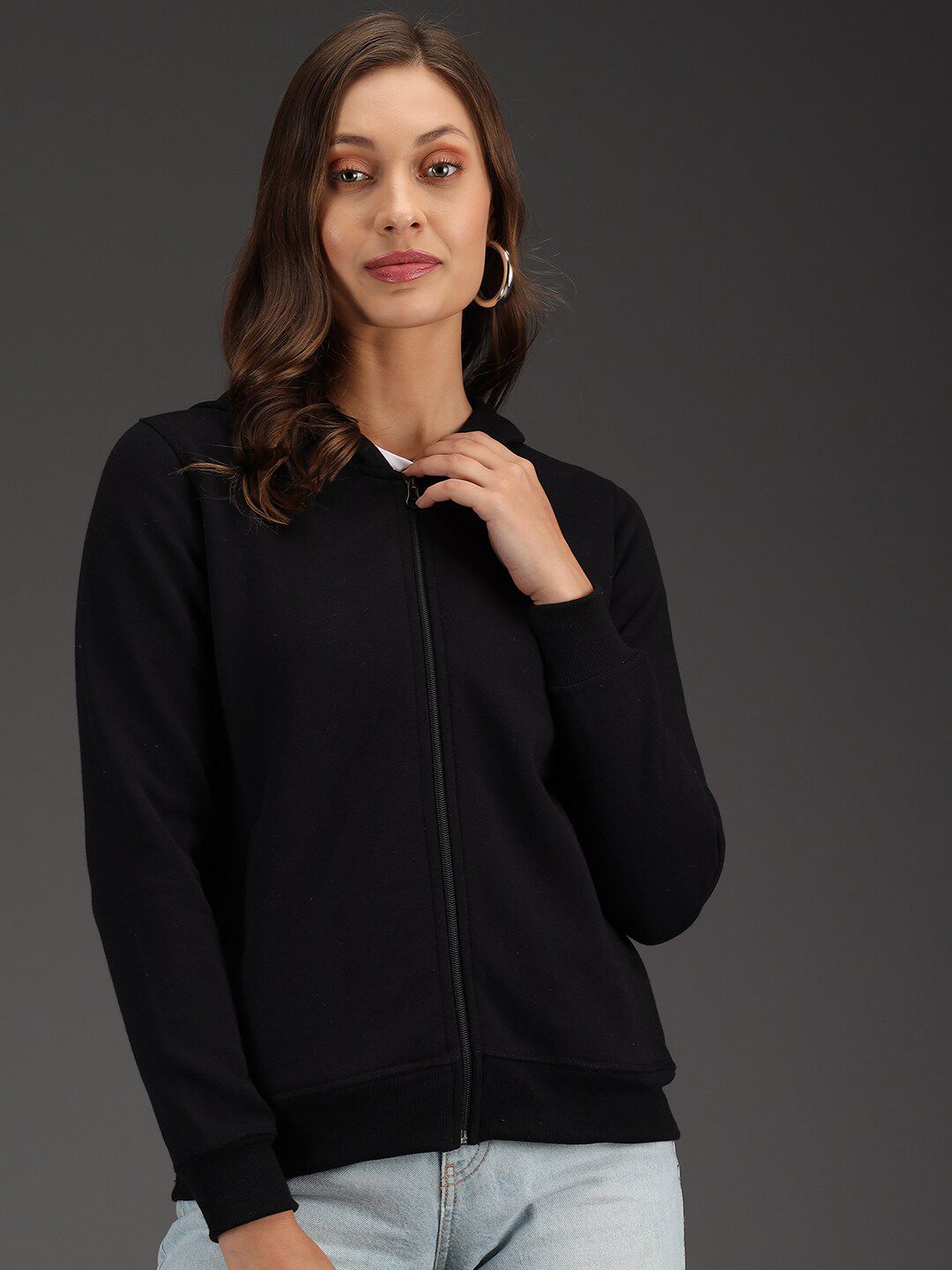 Kotty Women Black Hooded Sweatshirt