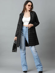 KOTTY BIZwear Black Checked Double-Breasted Overcoat