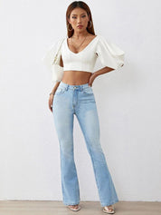 Kotty Women Jean Bootcut High-Rise Heavy Fade Stretchable Jeans