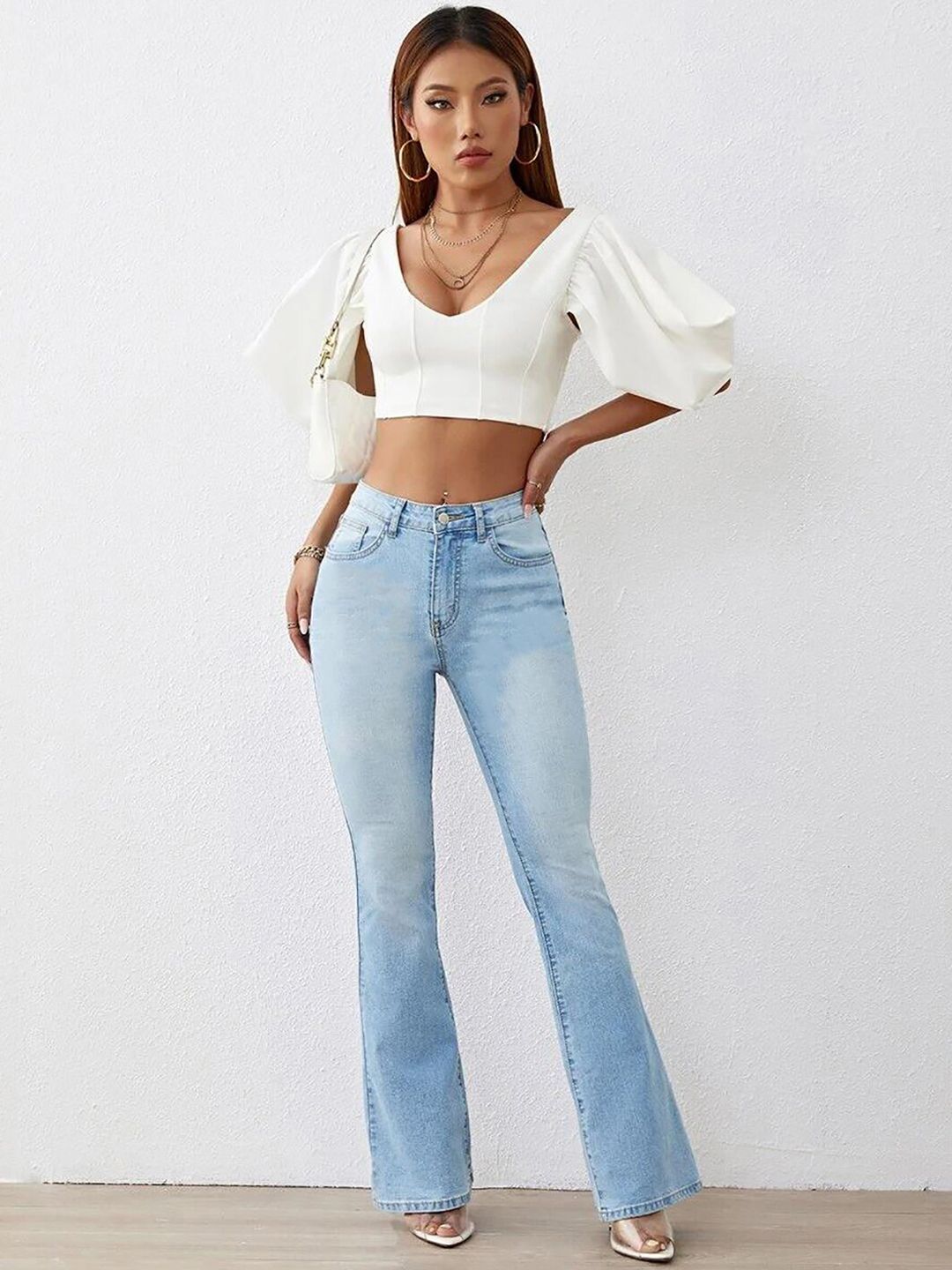 Kotty Women Jean Bootcut High-Rise Heavy Fade Stretchable Jeans