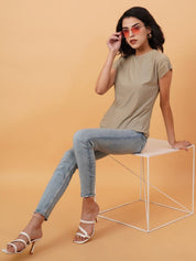 Kotty Round Neck Extended Sleeves Regular Fit T-shirt