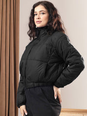 Kotty Women Mock Collar Solid Casual Insulator Padded Jacket